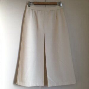 Vintage Ivory Kick Pleat Midi Skirt 28W Coquette Dark Academia